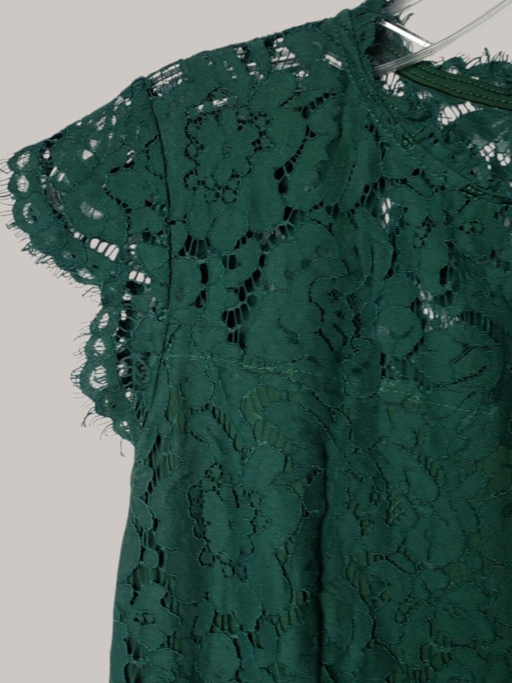 Merokeety Womens Lace Sheath Midi Dress Scalloped Hem Emerald Green Small - Picture 9 of 15